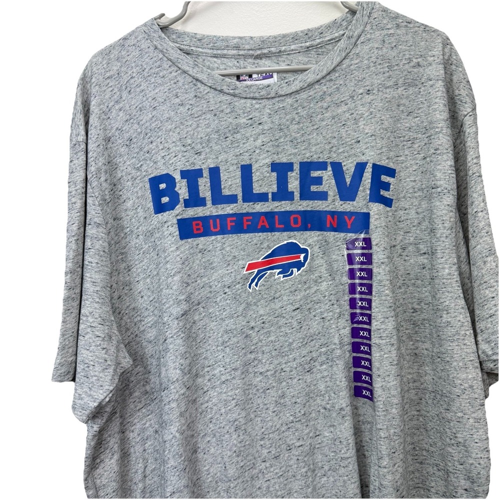 NWT Buffalo Bills NFL Team Apparel T Shirt Mens Size 2XL‎ Gray Billieve